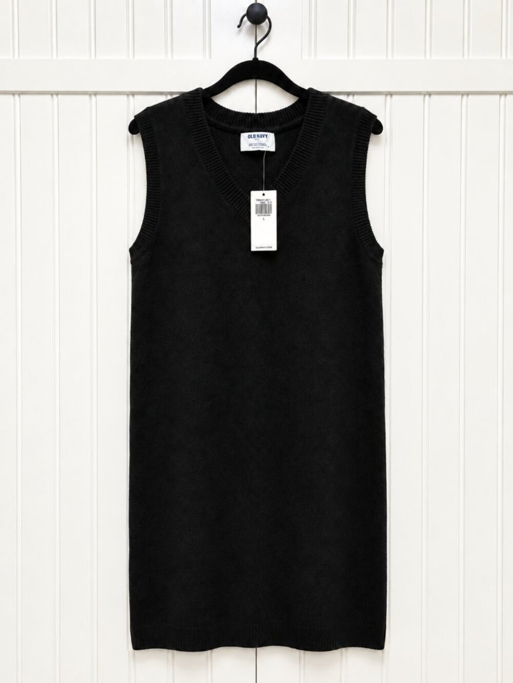 Old Navy Black V-Neck Knit Sweater Vest Dress/Tunic - NWT